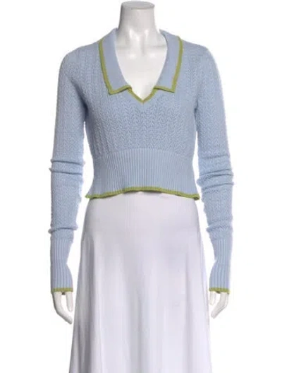 Pre-owned Danielle Guizio V-neck Sweater In Blue