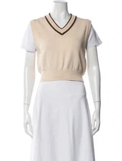 Pre-owned Danielle Guizio V-neck Sweater In Neutrals