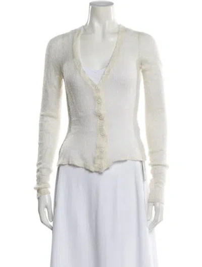 Pre-owned Danielle Guizio V-neck Sweater In White