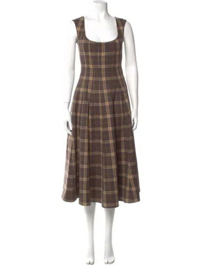 Pre-owned Danielle Guizio Wool Long Dress W/ Tags In Brown