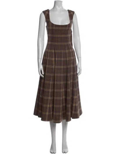 Pre-owned Danielle Guizio Wool Midi Length Dress In Brown