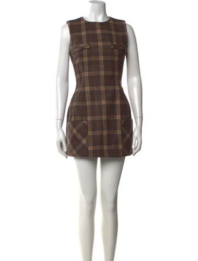 Pre-owned Danielle Guizio Wool Mini Dress In Brown