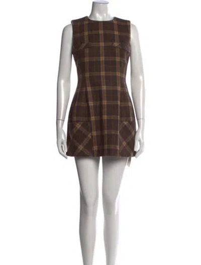 Pre-owned Danielle Guizio Wool Mini Dress In Brown