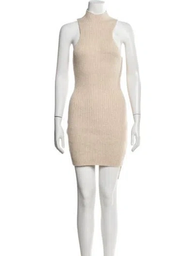 Pre-owned Danielle Guizio Wool Mini Dress In Neutrals