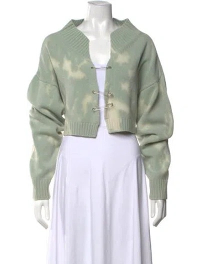 Pre-owned Danielle Guizio Wool Open Front Sweater In Green