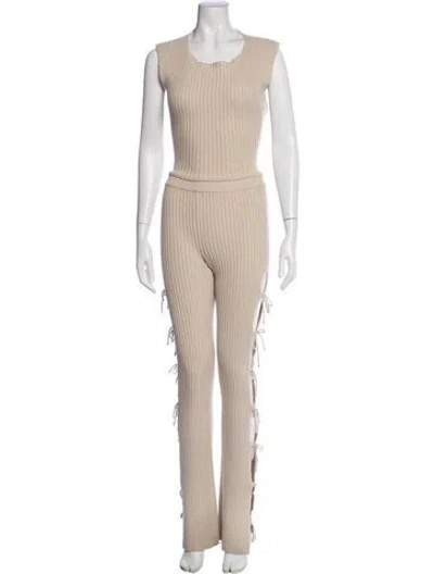 Pre-owned Danielle Guizio Wool Pant Set In Neutrals