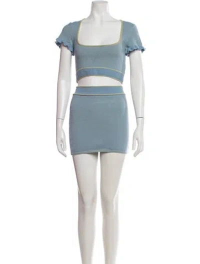 Pre-owned Danielle Guizio Wool Skirt Set In Blue
