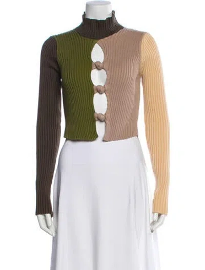 Pre-owned Danielle Guizio Wool Turtleneck Sweater In Green