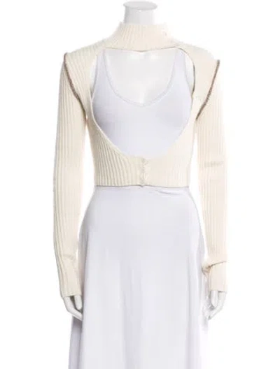 Pre-owned Danielle Guizio Wool Turtleneck Sweater In Neutral
