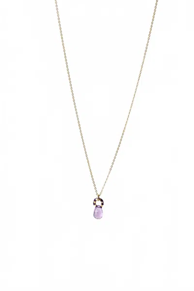 Danielle Welmond Women's Vermeil Necklace W/ Cubic Zirconia Drop In Gold/purple Olive In Blue