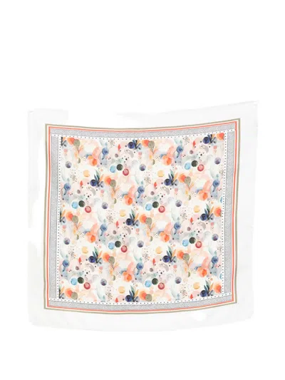 D'aniello Abstract-pattern Silk Scarf In White