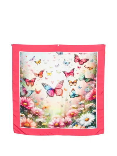 D'aniello Butterfly-print Scarf In Pink