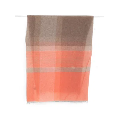 D'aniello Check Frayed Scarf In Brown