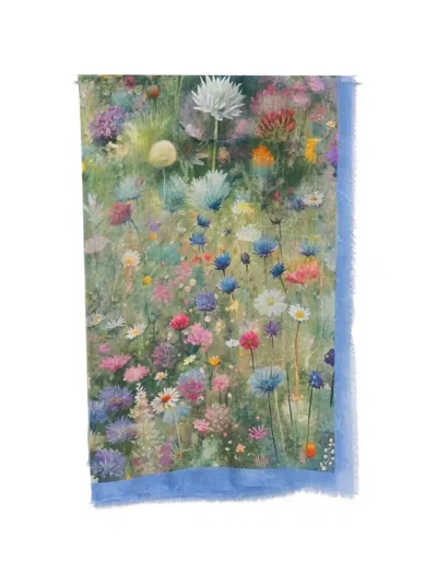 D'aniello Floral Print Fringed Scarf In Multi