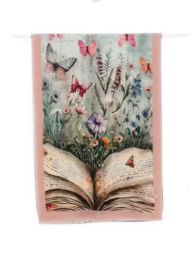 D'aniello Floral-print Butterfly Scarf In Orange