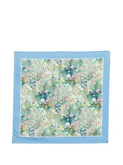 D'aniello Floral-print Scarf In Blue