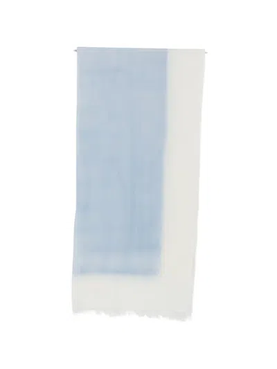 D'aniello Fringed Colour Block Scarf In Blue