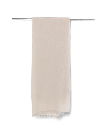 D'aniello Fringed Metallic Scarf In Neutral