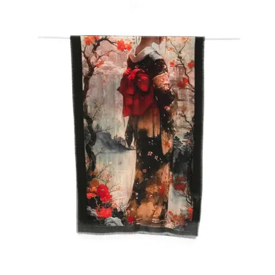 D'aniello Graphic-print Frayed Scarf In Black