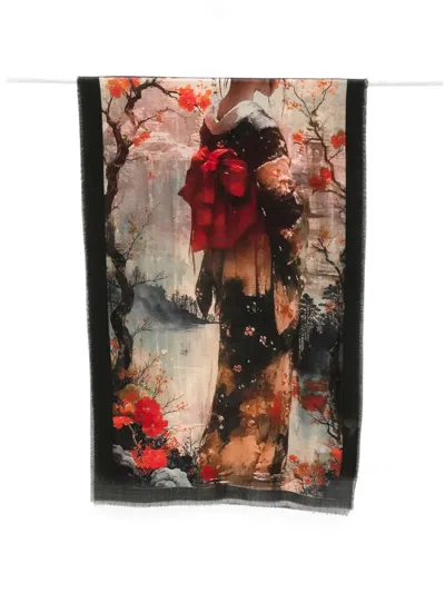 D'aniello Graphic-print Frayed Scarf In Pattern