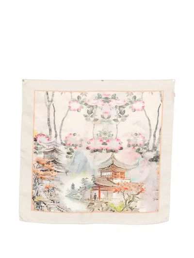 D'aniello Graphic-print Scarf In Neutral