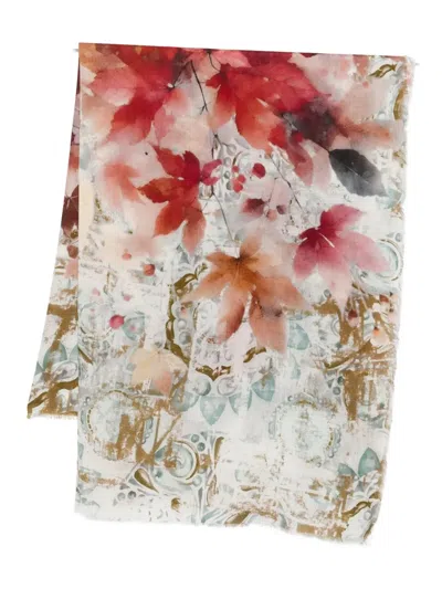 D'aniello Leaf-print Scarf In Multi