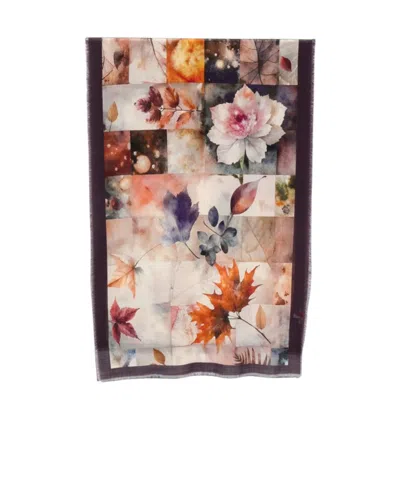D'aniello Leaf-print Frayed Scarf In Multi