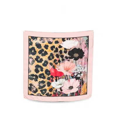 D'aniello Leopard And Floral Print Silk Scarf In Pink