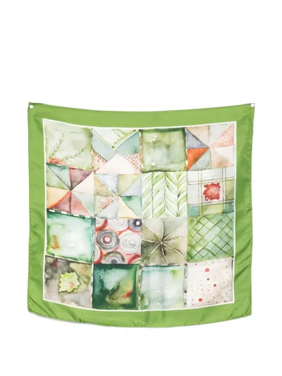 D'aniello Patterned Silk Scarf In Green