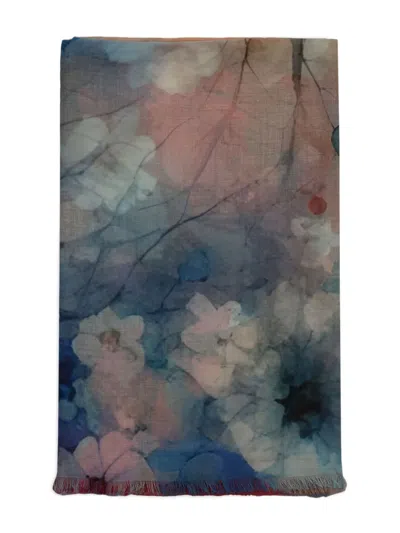 D'aniello Perla Floral-print Modal-silk Scarf In Blue