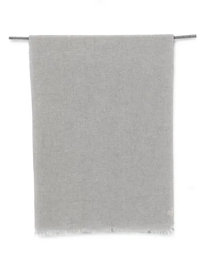 D'aniello Sequin-embellished Frayed Scarf In White