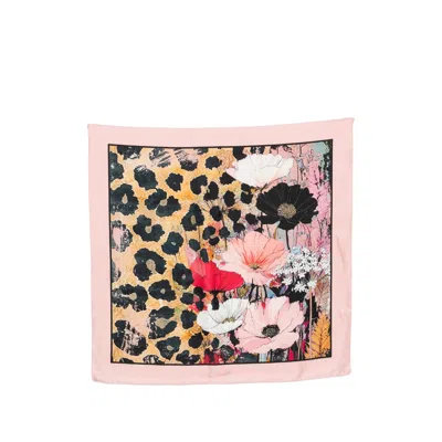 D'aniello Silk Floral And Leopard Print Scarf In Pink