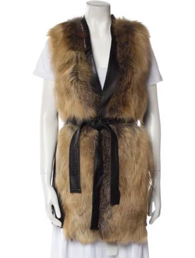 Pre-owned Daniel's Leather Nyc Fox Fur Coat W/ Tags In Brown