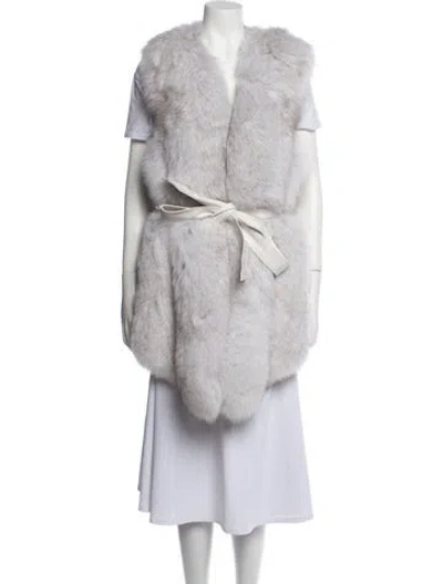 Pre-owned Daniel's Leather Nyc Fox Fur Jacket In Gray