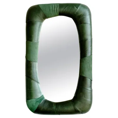 Pre-owned Danilo Vale Design Pelle Mirror By Danilo Vale – Size S – With A Leather Upholstered Frame In Black