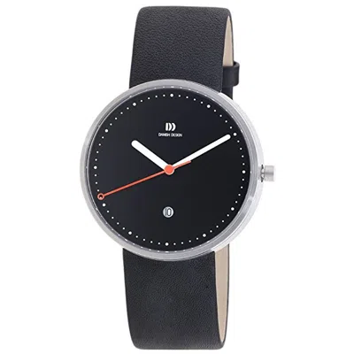 Pre-owned Danish Design Iq13q723 Black Dial Steel Quartz Leather Classic Men's Watch