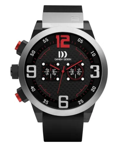 Pre-owned Danish Design Iq24q1021 50mm Chronograph Black Rubber Quartz Sport Men's Watch