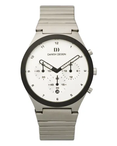 Pre-owned Danish Design Iq62q885 White Dial Chronograph Quartz Stainless Steel Men's Watch