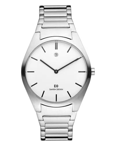Pre-owned Danish Design Iq62q890 White Dial Stainless Steel Quartz Sapphire Men's Watch
