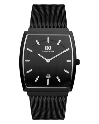 Pre-owned Danish Design Iq64q900 Black Dial Stainless Steel Rectangle Quartz Men's Watch