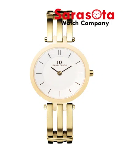 Pre-owned Danish Design Iv05q585 White Dial Gold Tone Titanium Quartz Classic Womens Watch