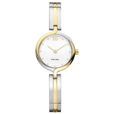 Pre-owned Danish Design Iv165q990 White Dial Two Tone Titanium Quartz Classic Womens Watch