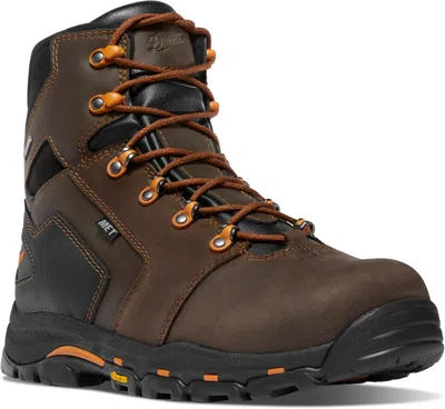 Pre-owned Danner Vicious 6” Composite Toe Work Boots For Men - Waterproof Leather With... In Brown/orange - Nmt/met