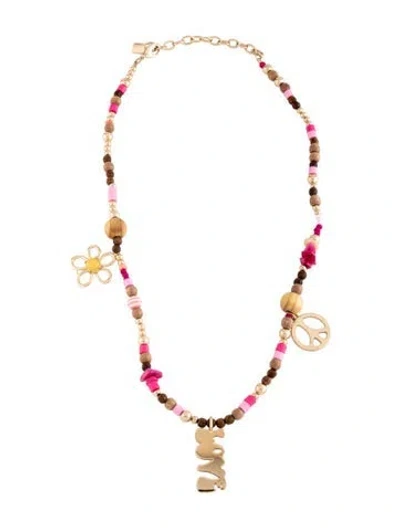 Pre-owned Dannijo Bahama Mama Station Necklace, 23" In Pink/white