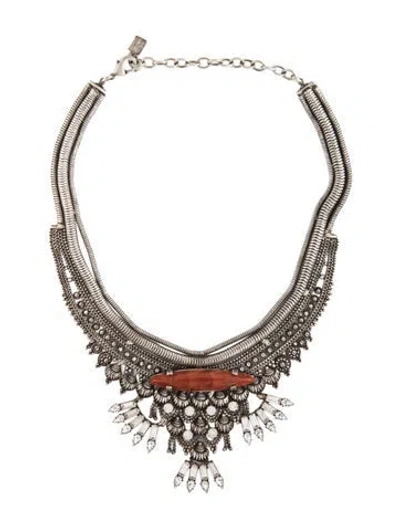 Pre-owned Dannijo Crystal & Resin Collar Necklace, 15.5" In Red