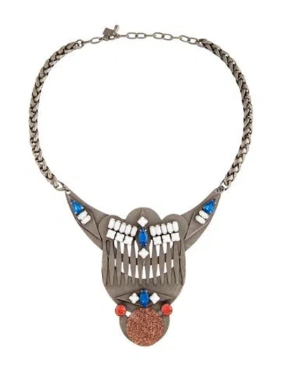 Pre-owned Dannijo Crystal & Resin Collar Necklace, 19.75" In Multi