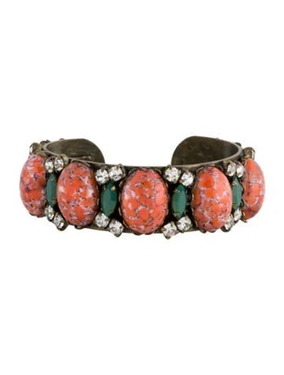 Pre-owned Dannijo Crystal & Resin Cuff Bracelet, 6.5" In Multi
