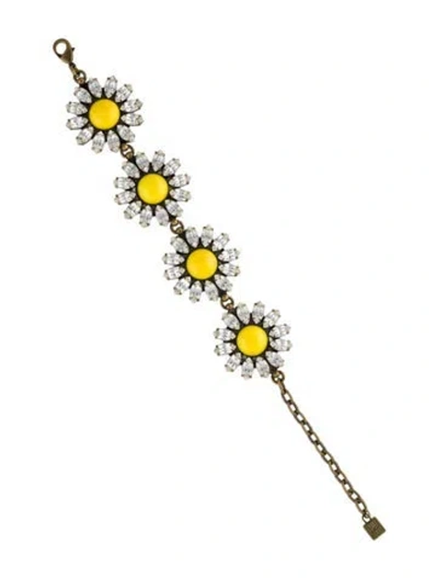 Pre-owned Dannijo Crystal & Resin Daisy Bracelet, 7" In Yellow