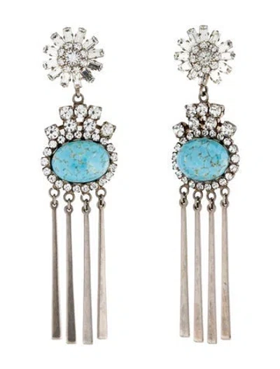 Pre-owned Dannijo Crystal & Resin Drop Earrings In Blue
