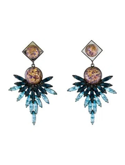 Pre-owned Dannijo Crystal & Resin Drop Earrings In Multicolor
